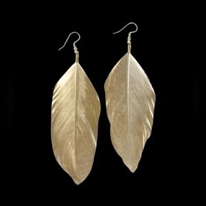 Gold Feather Earrings